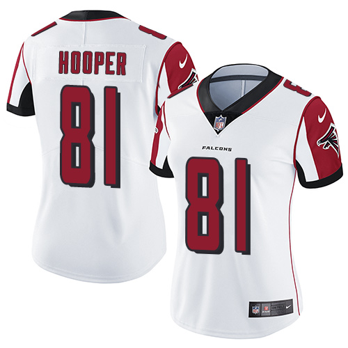 Nike Falcons #81 Austin Hooper White Women's Stitched NFL Vapor Untouchable Limited Jersey - Click Image to Close